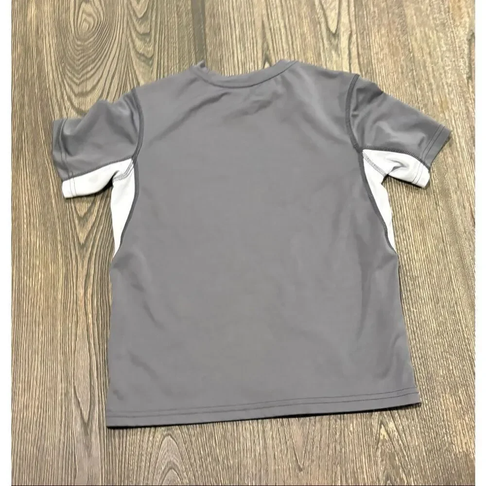 ZeroXposur Boys Rash Guard Shirt Swim Surf UPF 50+ Top Gray White Size M 10/12